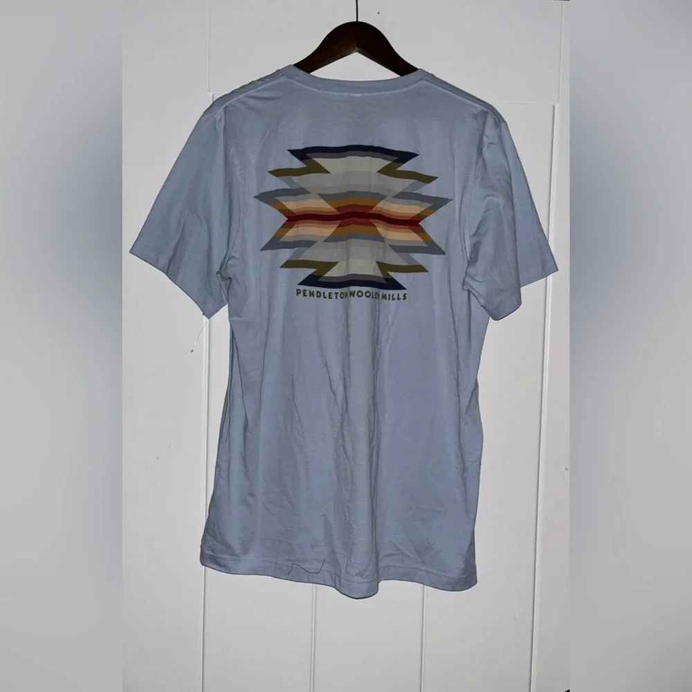 Pendleton Woolen‎ Men Short Sleeve Wyeth Trail  Graphic Blue Tee Shirt Size L